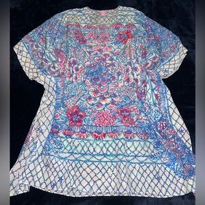 Lilly Pulitzer Lindamarie Caftan Silk Tunic Coverup Dress in Pinchers Picnic S/M